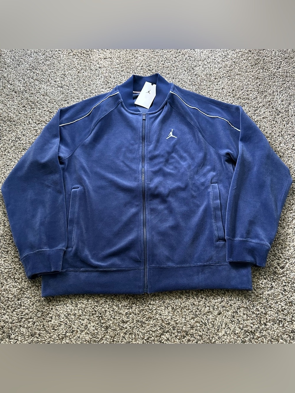 Nike Jordan Brooklyn Velour Track Jacket Mens Medium Blue Zip HV1870-492